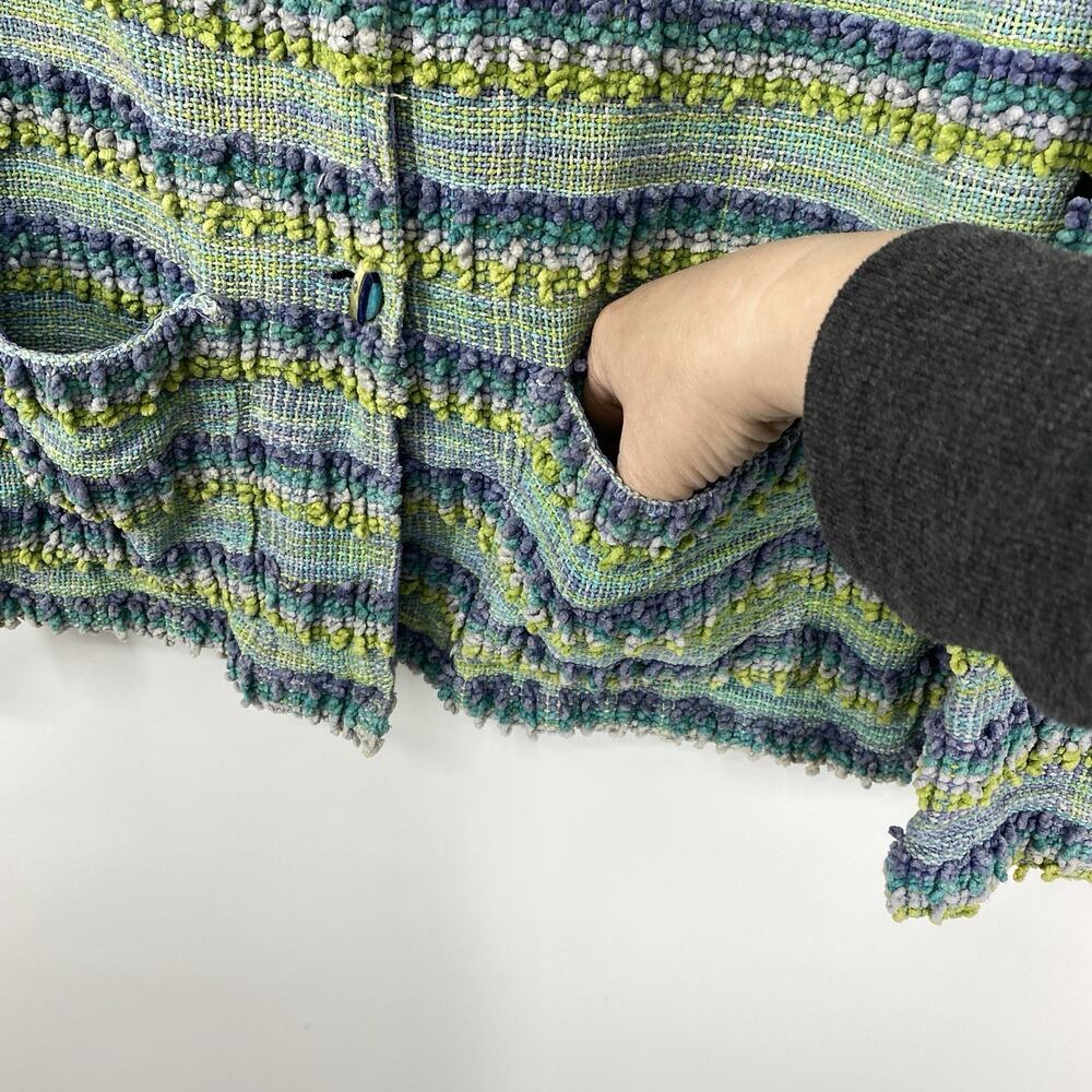 ANU Woven Chenille Tapestry Jacket Blazer Women size Large Button Up Boxy Artsy - Picture 12 of 16